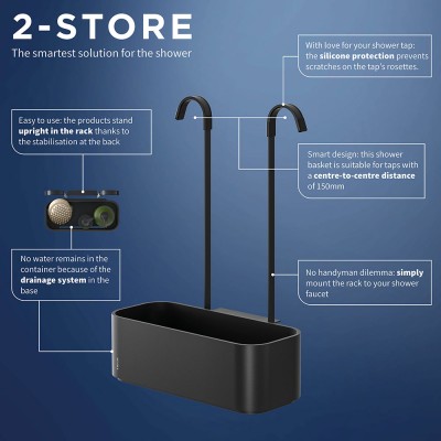 2-Store Ράφι κρεμαστό για Βρύση Ντους 25 cm Black Tiger