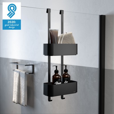 2-Store Ράφια με Κρεμάστρα 25 cm Black Tiger