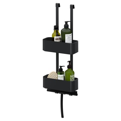 2-Store Ράφια με Κρεμάστρα 25 cm Black Tiger