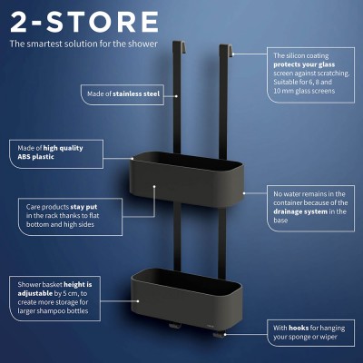 2-Store Ράφια με Κρεμάστρα 25 cm Black Tiger
