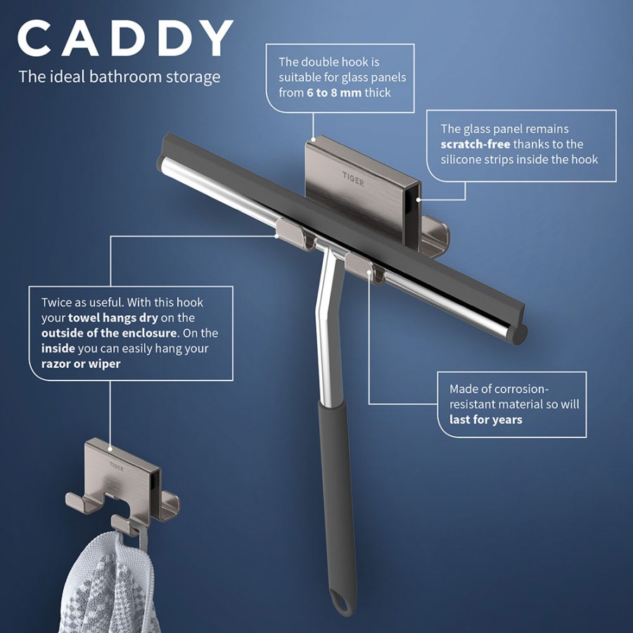 Caddy Άγκιστρο Τετραπλό 6-8 mm Brushed stainless steel Tiger