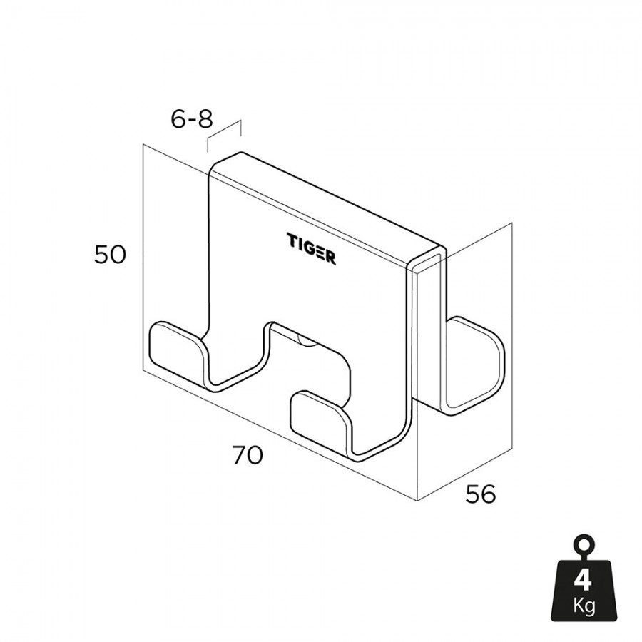 Caddy Άγκιστρο Τετραπλό 6-8 mm Brushed stainless steel Tiger