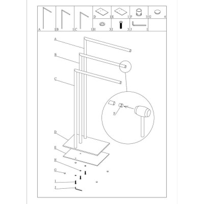 Tube chrome κρεμάστρα επιδαπέδια 3 θέσεων Sealskin