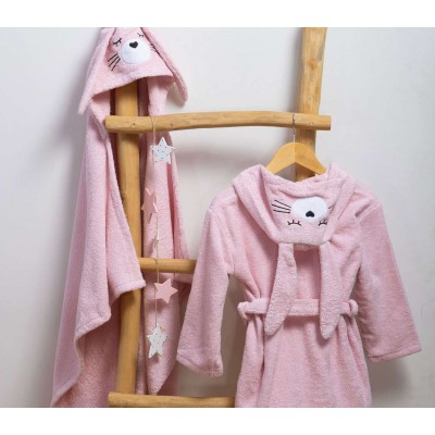 Βρεφικο Μπουρνουζι I Love Bunnies  Pink