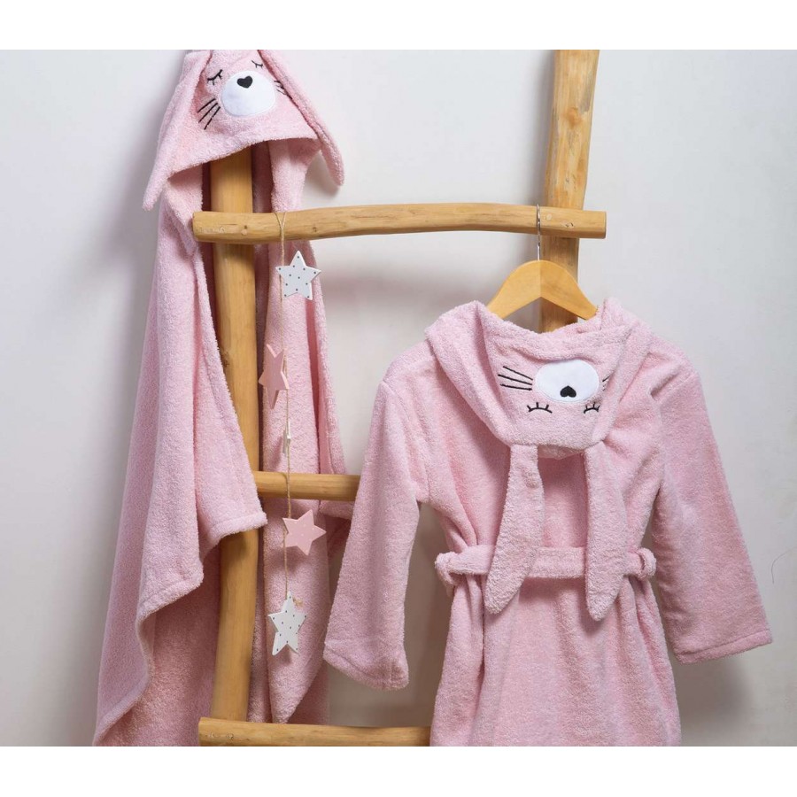 Βρεφικο Μπουρνουζι I Love Bunnies  Pink