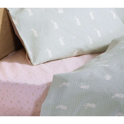 Βρεφικα Σετ Σεντονια Κουνιασ I Love Bunnies  Pistachio