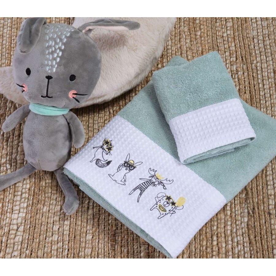 Βρεφικεσ Πετσετεσ Σετ 2Τμχ Party For Animals Aqua