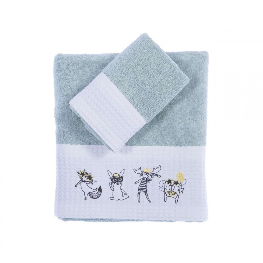 Βρεφικεσ Πετσετεσ Σετ 2Τμχ Party For Animals Aqua