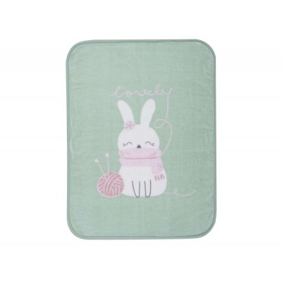 Βρεφικη Κουβερτα Αγκαλιασ I Love Bunnies 75X100 Pistachio