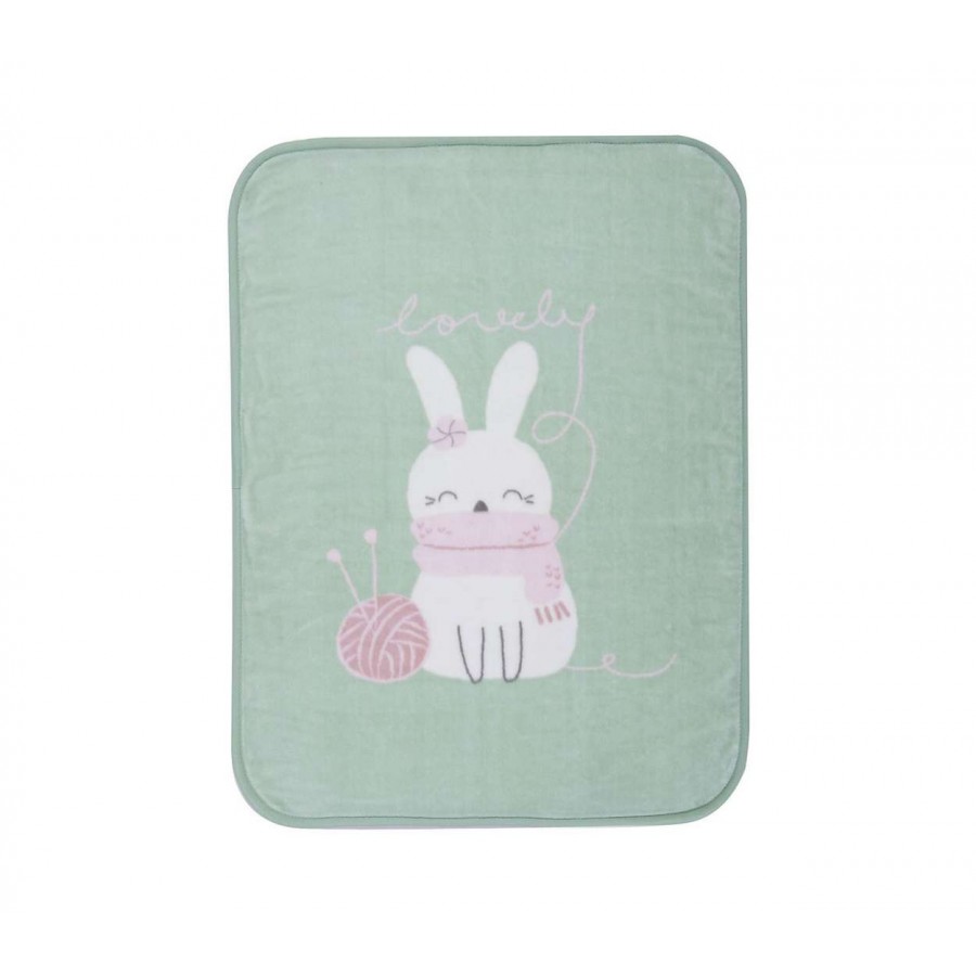Βρεφικη Κουβερτα Αγκαλιασ I Love Bunnies 75X100 Pistachio