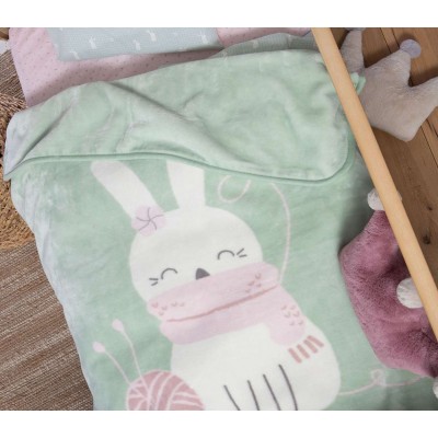 Βρεφικη Κουβερτα Αγκαλιασ I Love Bunnies 75X100 Pistachio