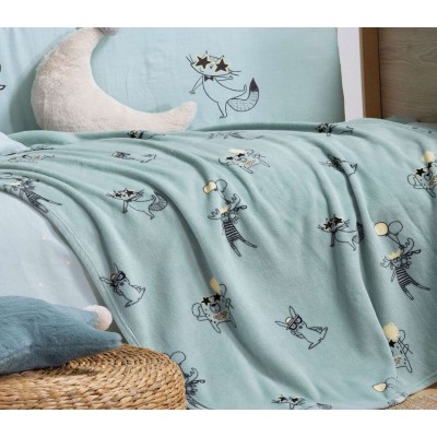 Βρεφικη Κουβερτα Fleece Αγκαλιασ Party Animals 75Χ110 Green