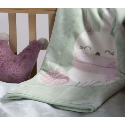 Βρεφικη Κουβερτα Κουνιασ I Love Bunnies 100X140 Pistachio