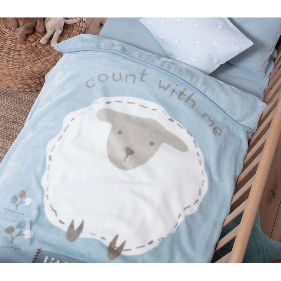 Βρεφικη Κουβερτα Κουνιασ Sweet Sheep 100X140 L.blue Βρεφικη Κουβερτα Κουνιασ Sweet Sheep 100X140 L.blue