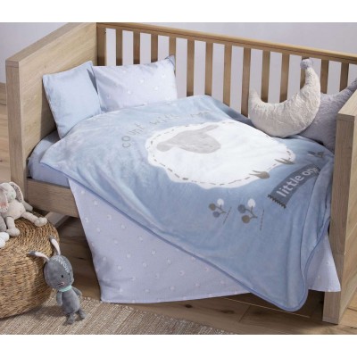 Βρεφικη Κουβερτα Κουνιασ Sweet Sheep 100X140 L.blue Βρεφικη Κουβερτα Κουνιασ Sweet Sheep 100X140 L.blue