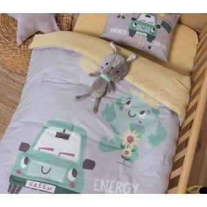Βρεφικο Παπλωμα Green Car 110Χ140 Grey
