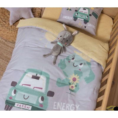 Βρεφικο Παπλωμα Green Car 110Χ140 Grey