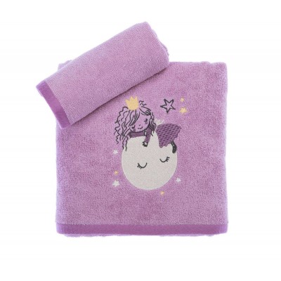 Παιδικεσ Πετσετεσ Σετ 2Τμχ Magic On The Moon Mauve Παιδικεσ Πετσετεσ Σετ 2Τμχ Magic On The Moon Mauve