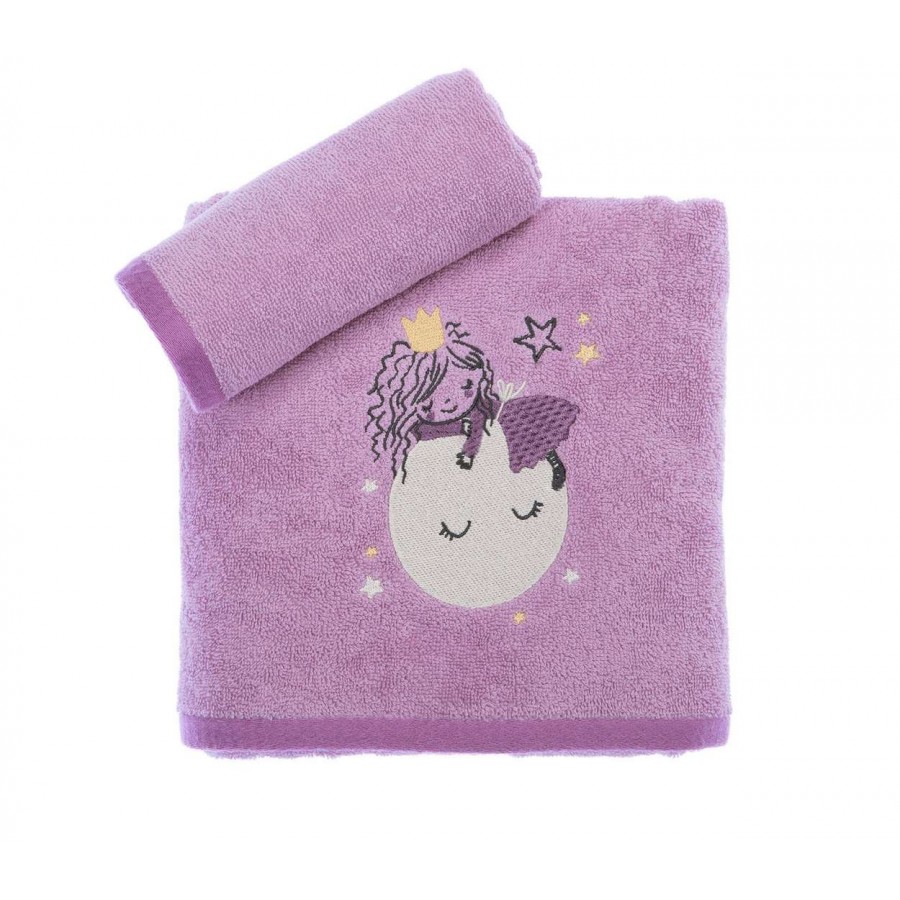 Παιδικεσ Πετσετεσ Σετ 2Τμχ Magic On The Moon Mauve Παιδικεσ Πετσετεσ Σετ 2Τμχ Magic On The Moon Mauve