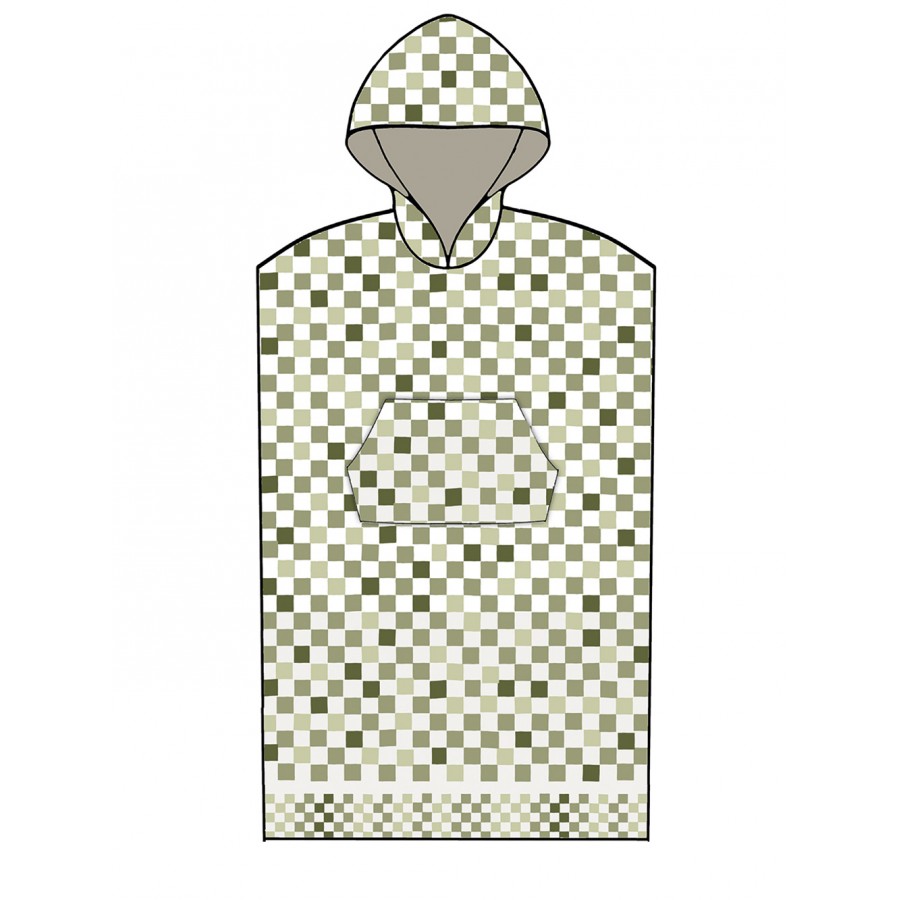 Poncho Θαλάσσης με κουκούλα CHECKS GREEN Large - X-Large