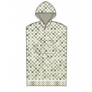 Poncho Θαλάσσης με κουκούλα CHECKS GREEN Small - Medium