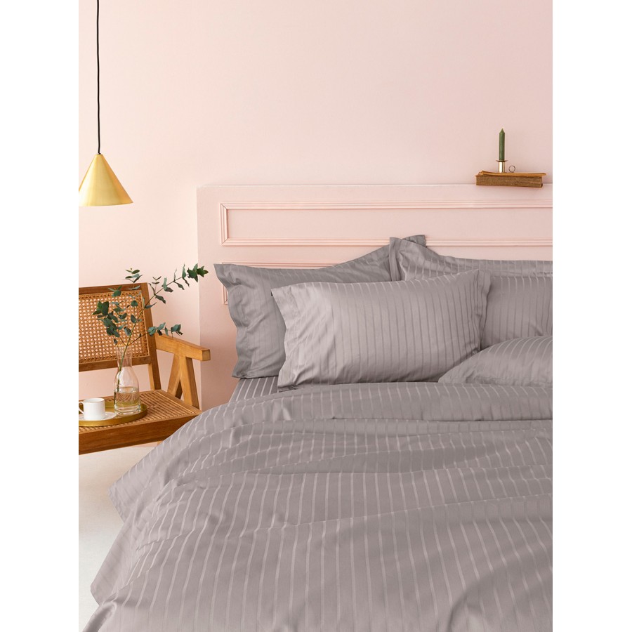 Σετ Σεντόνια Υπέρδιπλα 4Τμχ Sateen Riga Grey 240X270 Palamaiki