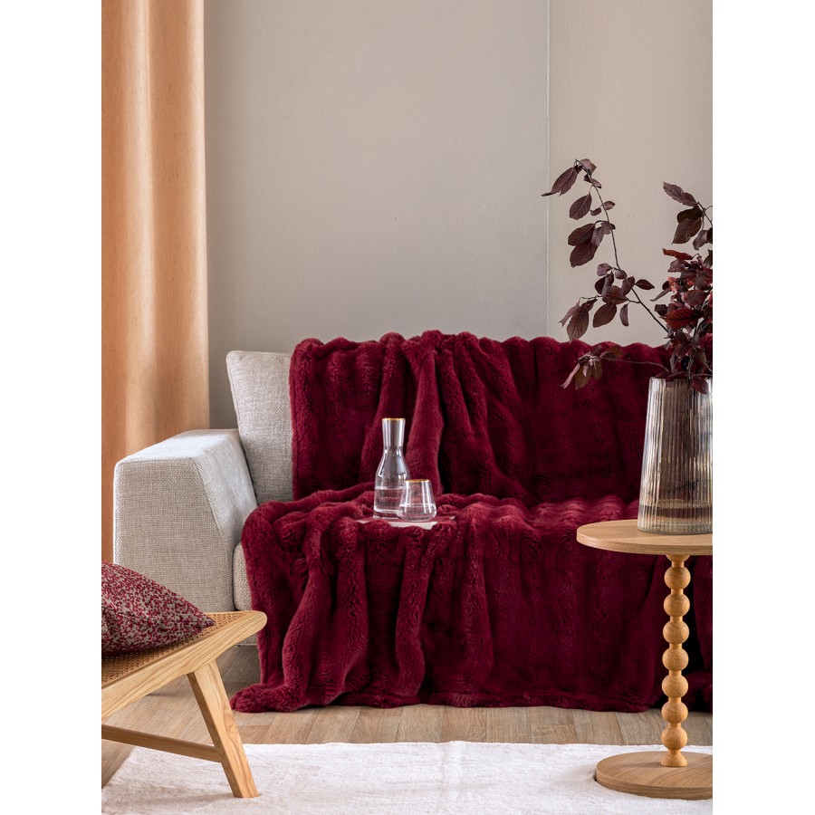 Γούνα Ημίδιπλη Blankets Collection Heather Bordo 160X220 Palamaiki