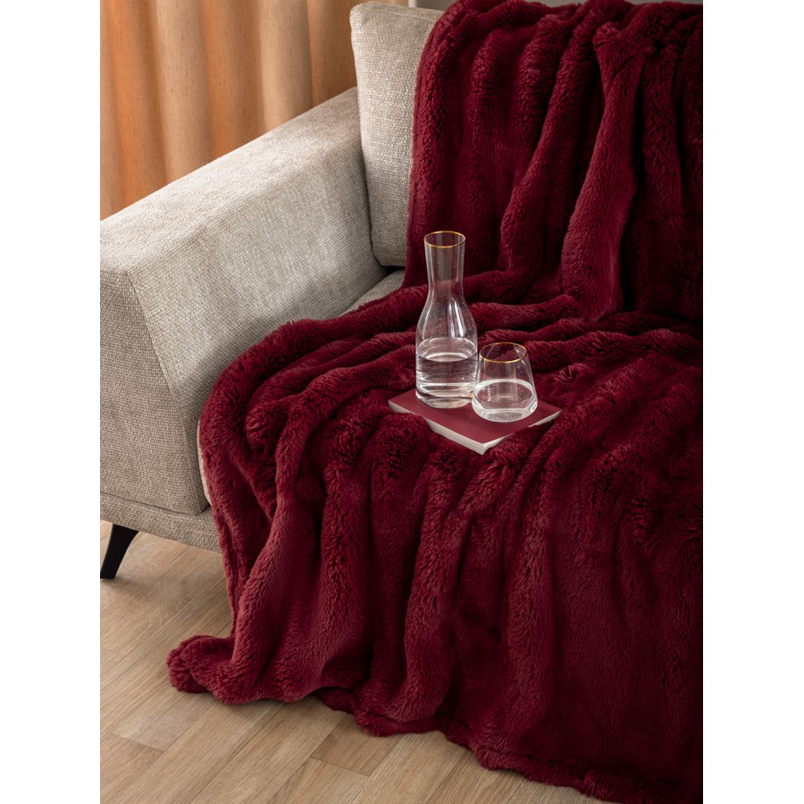 Γούνα Υπέρδιπλη Blankets Collection Heather Bordo 220X240 Palamaiki
