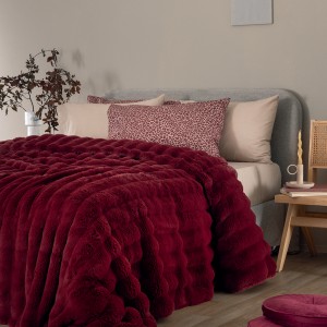 Γούνα Υπέρδιπλη Blankets Collection Heather Bordo 220X240 Palamaiki