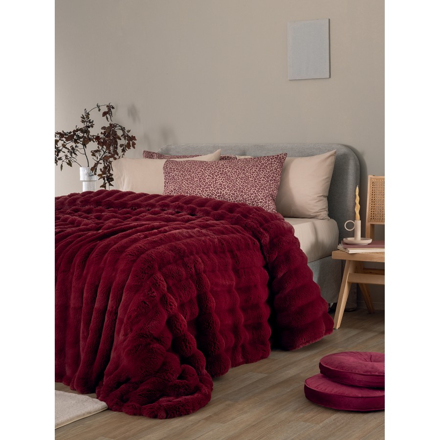 Γούνα Υπέρδιπλη Blankets Collection Heather Bordo 220X240 Palamaiki