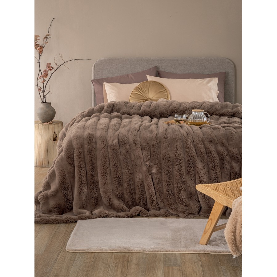 Γούνα Υπέρδιπλη Blankets Collection Heather Brown 220X240 Palamaiki