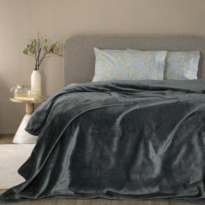 Κουβέρτα Fleece Υπέρδιπλη Lucy Lucy Coal 220X240 Palamaiki
