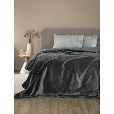 Κουβέρτα Fleece Υπέρδιπλη Lucy Lucy Coal 220X240 Palamaiki