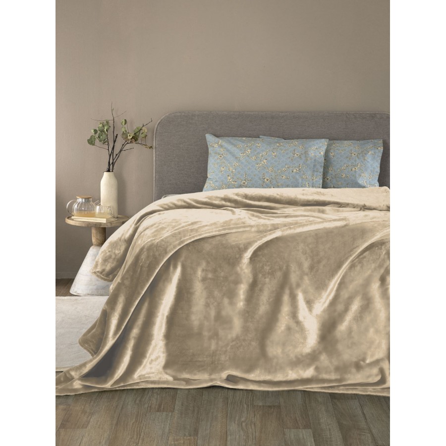 Κουβέρτα Fleece Υπέρδιπλη Lucy Lucy Fog 220X240 Palamaiki
