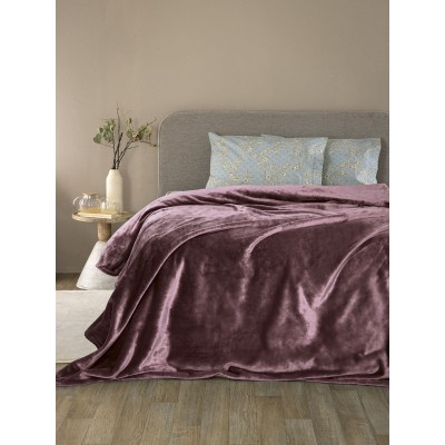 Κουβέρτα Fleece Υπέρδιπλη Lucy Lucy Mauve 220X240 Palamaiki