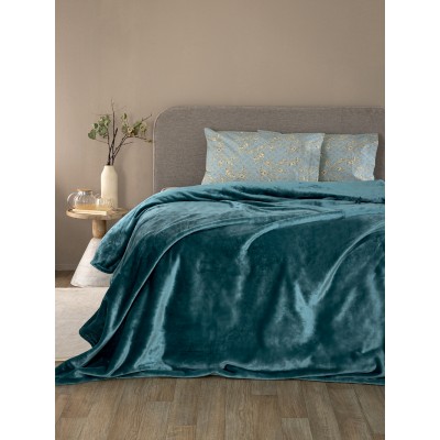 Κουβέρτα Fleece Υπέρδιπλη Lucy Lucy Petrol 220X240 Palamaiki