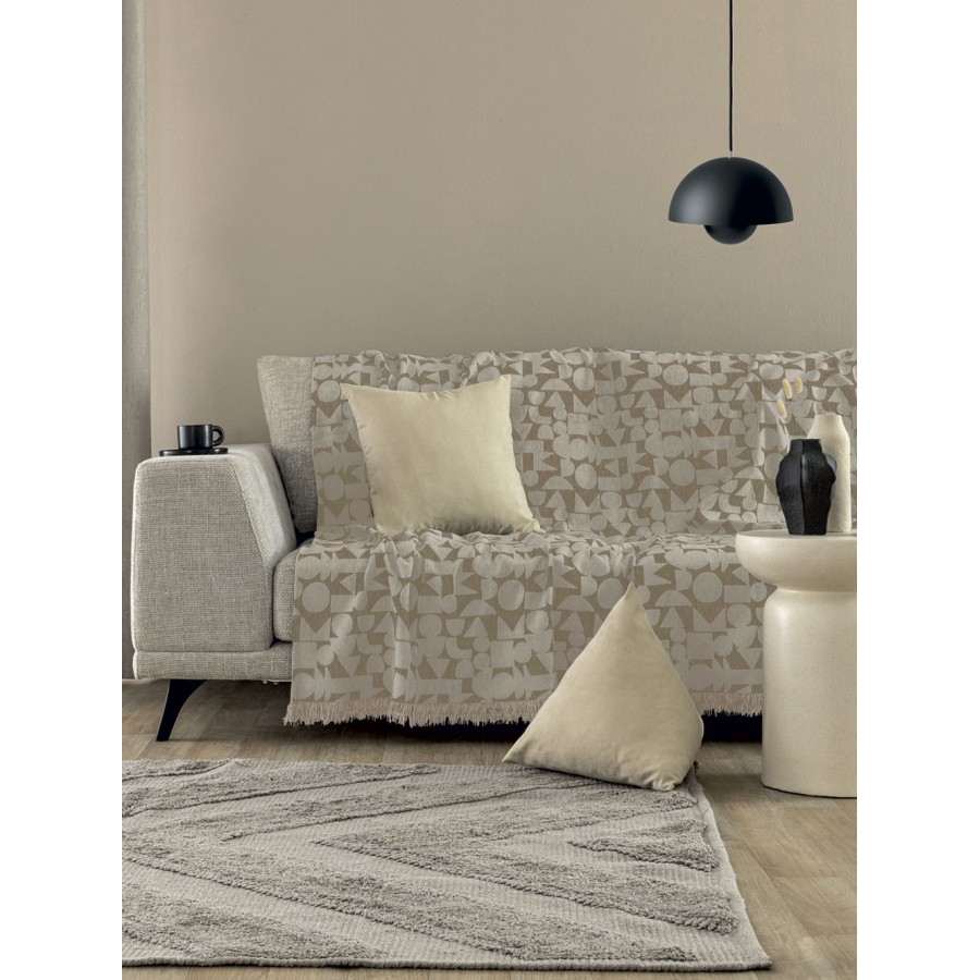 Ριχτάρι Τριθέσιου Καναπέ Throws Collection Mika Beige 180X300 Palamaiki Ριχτάρι Τριθέσιου Καναπέ Throws Collection Mika Beige 180X300 Palamaiki