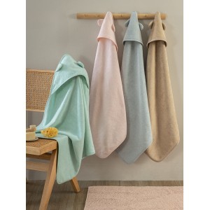 Σετ Μπουρνουζοπετσέτες Με Κουκούλα Baby Bath Robin (2) Beige 75X75 Palamaiki