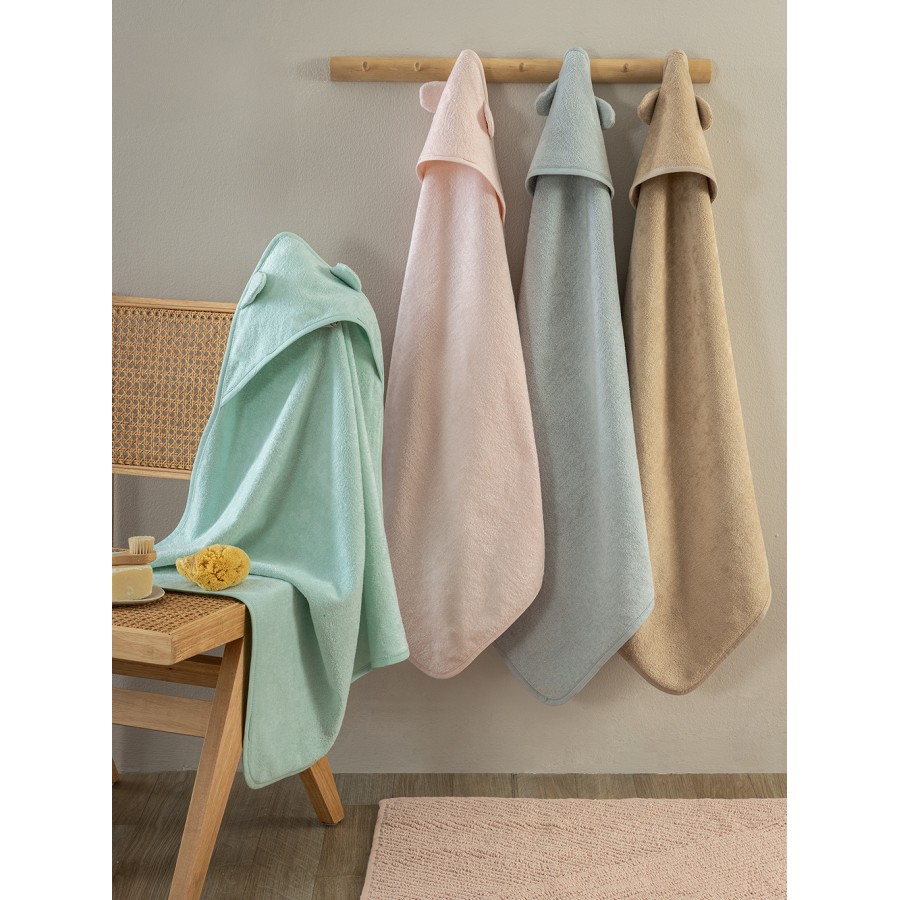 Σετ Μπουρνουζοπετσέτες Με Κουκούλα Baby Bath 75x75 ROBIN (2) GREY