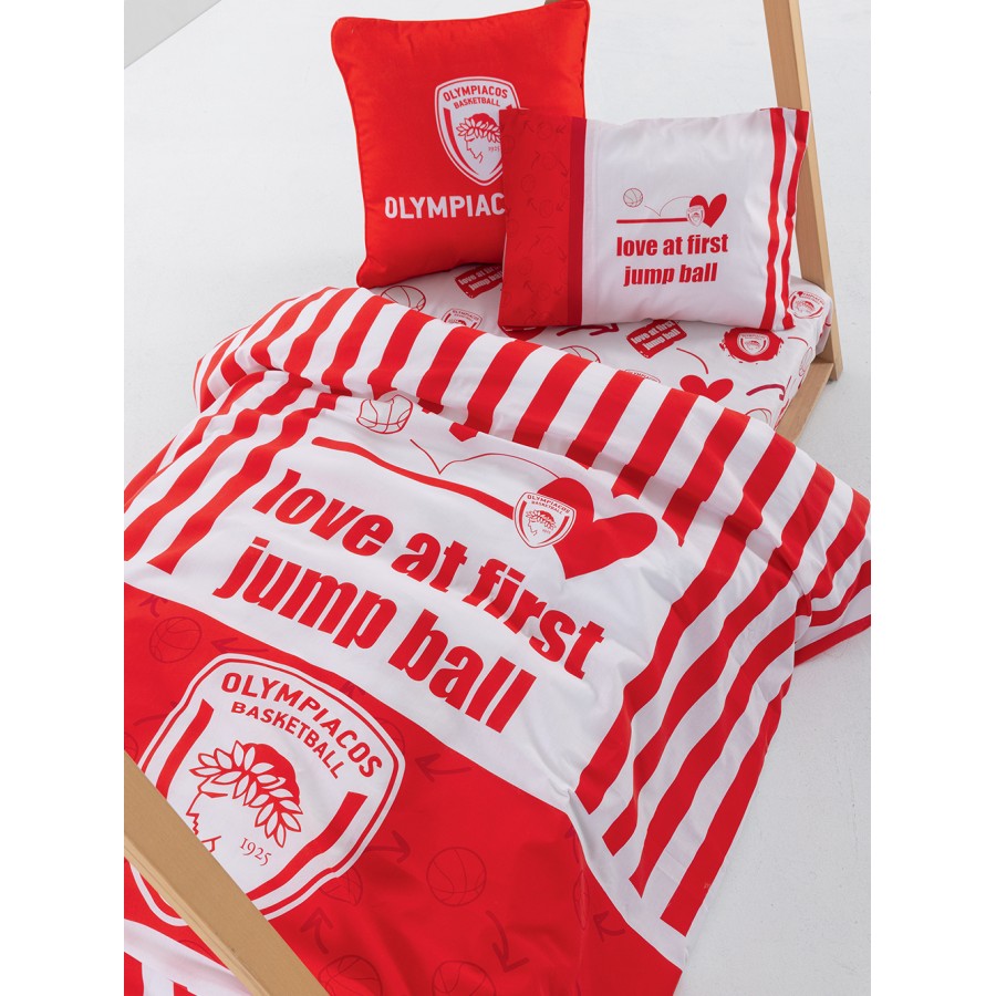 Σετ Μονά Σεντόνια Olympiacos B.C. Με λάστιχο BC9 70X140+15 Palamaiki