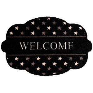 Sdim Οβάλ Πατάκι Εισόδου Μοκέτα με Αντιολισθητικό Υπόστρωμα Prestige Shape 010 Welcome Stars Μαύρο 50x75εκ.