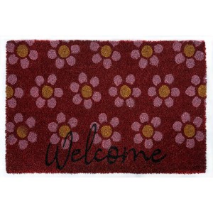Sdim Πατάκι Εισόδου από Κοκοφοίνικα με Αντιολισθητικό Υπόστρωμα Ruco Print 642 Welcome Red 45x75εκ.