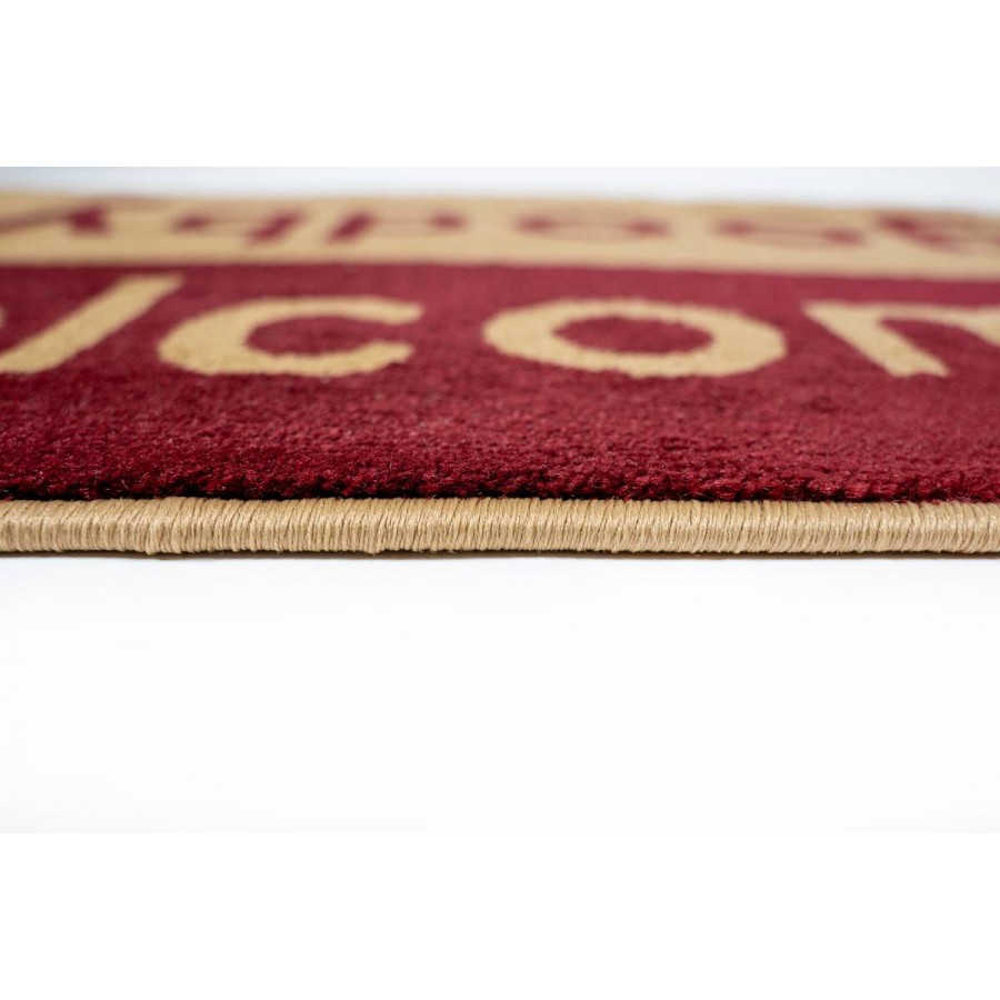 Sdim Πατάκι Εισόδου Μοκέτα  Fashion Welcome Wine Red/Beige 40x67εκ.