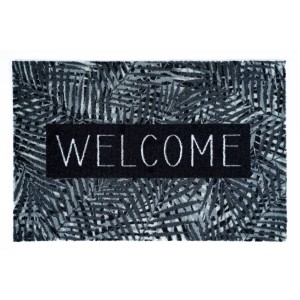 Sdim Πατάκι Εισόδου Μοκέτα με Αντιολισθητικό Υπόστρωμα Ambiance 965 Leaves Welcome Gray/Green 50x75εκ. Πάχους 8mm