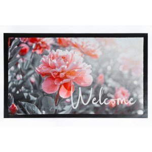 Sdim Πατάκι Εισόδου Μοκέτα με Αντιολισθητικό Υπόστρωμα Image 169 Pink Flowers Welcome 45x75εκ. Πάχους 6mm