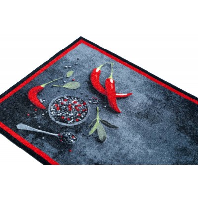Sdim Πατάκι Κουζίνας με Αντιολισθητικό Υπόστρωμα Cook & Wash 125 Spicy Kitchen Ανθρακί/Κόκκινο 50x150εκ.