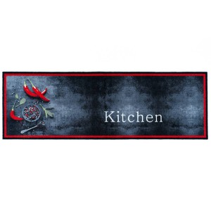 Sdim Πατάκι Κουζίνας με Αντιολισθητικό Υπόστρωμα Cook & Wash 125 Spicy Kitchen Ανθρακί/Κόκκινο 50x150εκ.